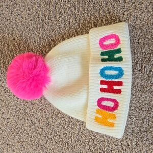 Shiraleah Holiday Pom-Pom “HO HO HO” Beanie Colorfull Playfull Fun Bright Knit